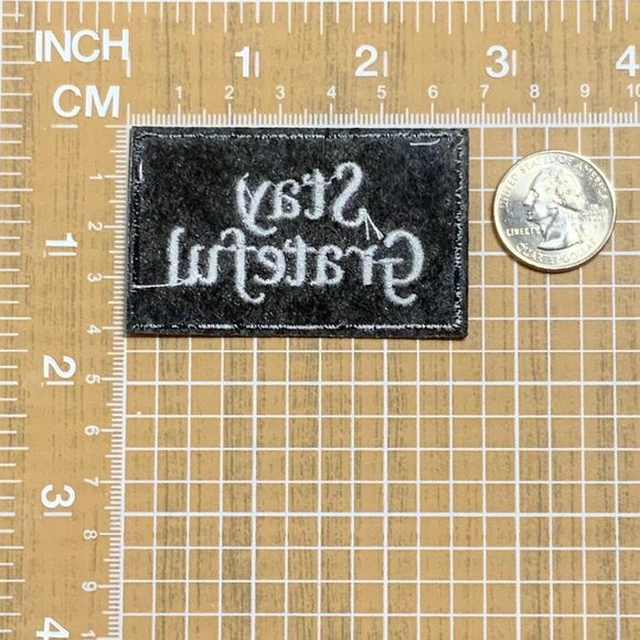 Stay Grateful Black White Embroidered Iron On Patch Gratitude Mindful - Picture 3 of 4